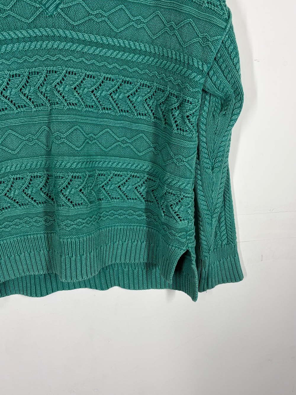 Sundance Rita Teal Cotton Easy Cable Knit Sweater Size Medium - Picture 5 of 9